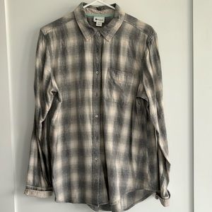 Grey & cream plaid flannel shirt